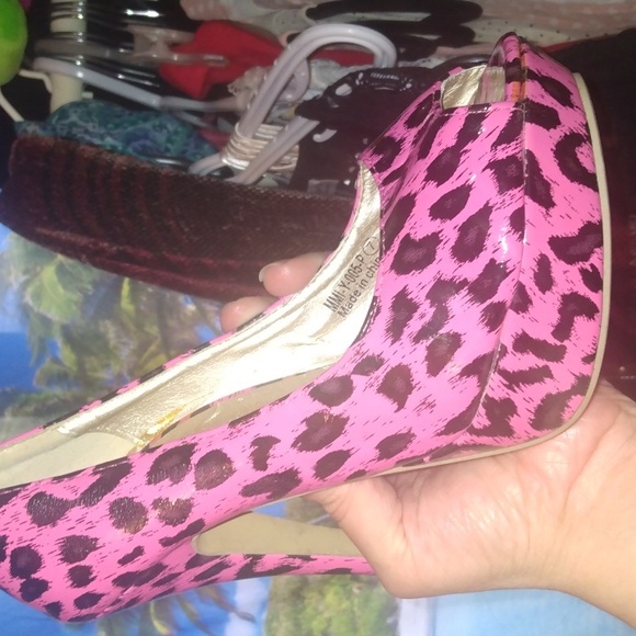 Ami clubwear pink leopard pattern heels sz 7 - Picture 6 of 17